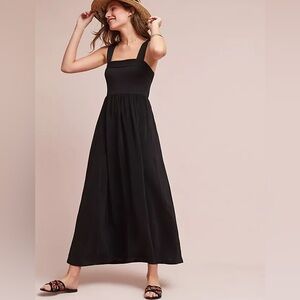 Anthropologie Maeve Women’s‎ Audre Tie-Back Black Dress Midi Maxi Size XS